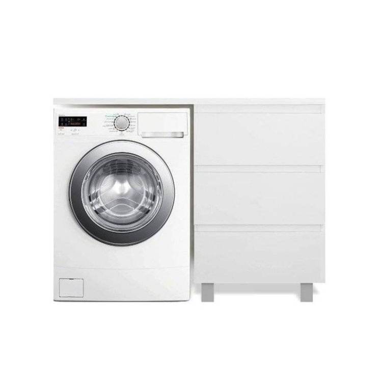 Тумба с раковиной Эстет Dallas Luxe 140 напольная, 3 ящика, под стиральную машину, R