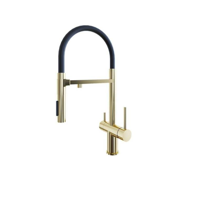 Смеситель для кухни Grandex aqua Choice 9020151 -S с гибким изливом, золотой