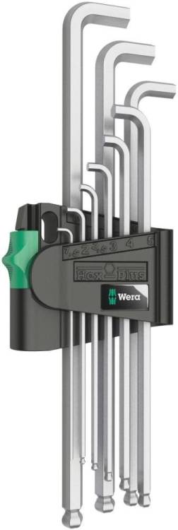 Набор Г-образных ключей WERA 950/9 PKLS Hex-Plus 4 хром, с экстракоротким концом, с шаром, 9 пр., 1.5/2/2.5/3/4/5/6/8/10 мм