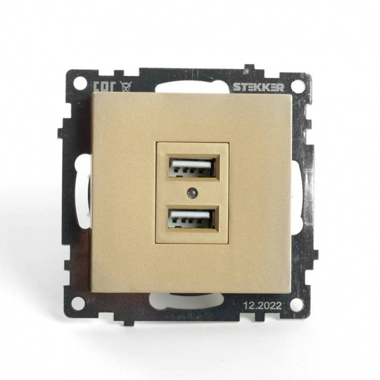 Розетка двойная с USB Stekker Катрин 49229