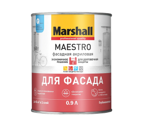 MARSHALL MAESTRO ФАСАДНАЯ краска для фасадных поверхностей, латексная, матовая, баз BW (9л) (распродажа)