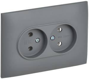 Розетка 2-местная IEK Skandy SK-R20-10-K03-F серый
