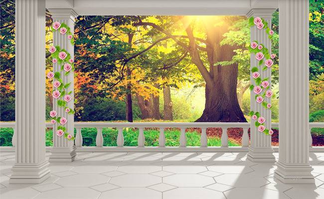 3D Фотообои Artegrafico «Терраса в саду» TER013 песок