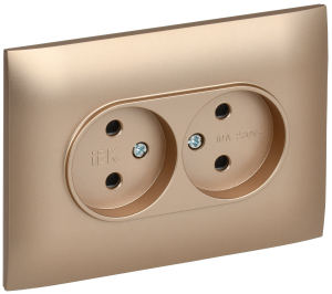 Розетка 2-местная с защитными шторками IEK Skandy SK-R23-10-K98-F песочный
