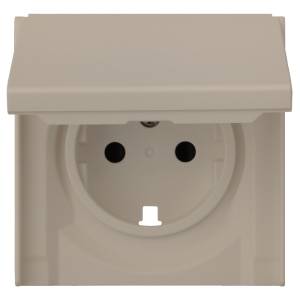 Лицевая панель для розетки 2к+з с крышкой Rikett 35634 LT латте