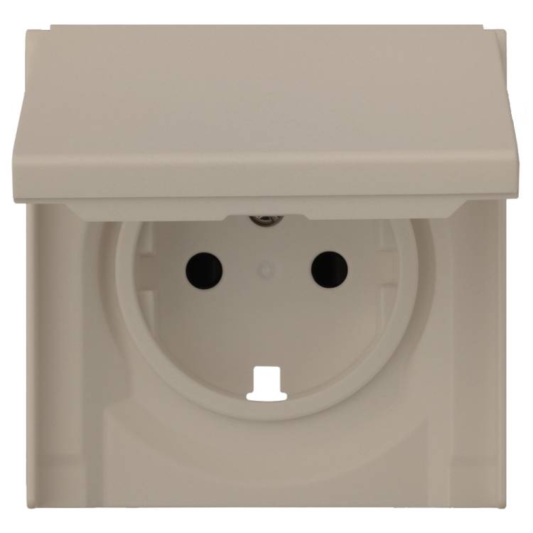 Лицевая панель для розетки 2к+з с крышкой Rikett 35634 LT латте