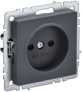 Розетка 1-местная с защитными шторками IEK Brite BR-R13-10-K53 графит