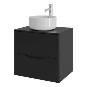 Тумба с раковиной Orange Line Li-60TubMDF+B07-345W черная матовая, 60 см