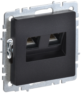 Розетка компьютерная RJ45 2-местная IEK Brite BR-K20-2-K02 черный