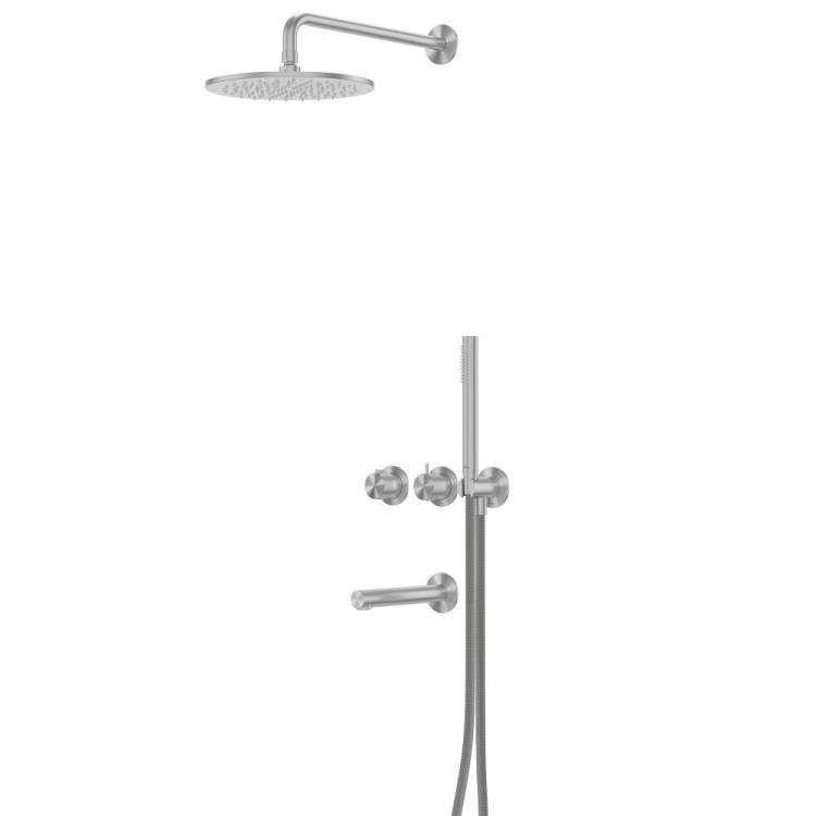 Душевая система Abber Emotion 316 AF8850BST с изливом и термостатом, брашированная сталь