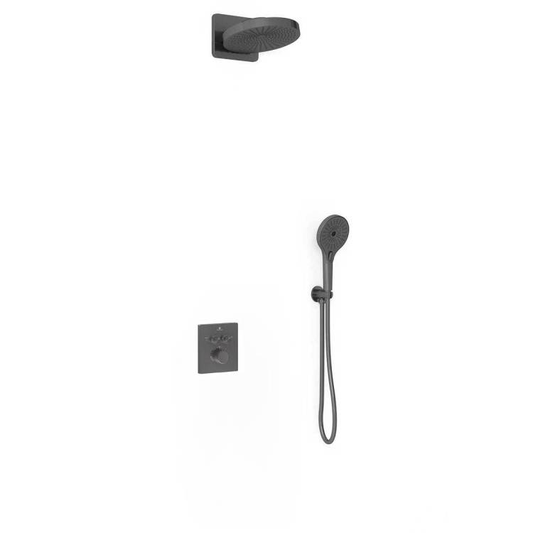 Душевой комплект Vincea Inspire VSFW-3I21MT1GM встраиваемый, термостат, двухрежимный, вороненная сталь