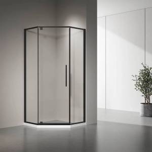 Душевой уголок Veconi Rovigo профиль черный, стекло прозрачное, 90x90x195