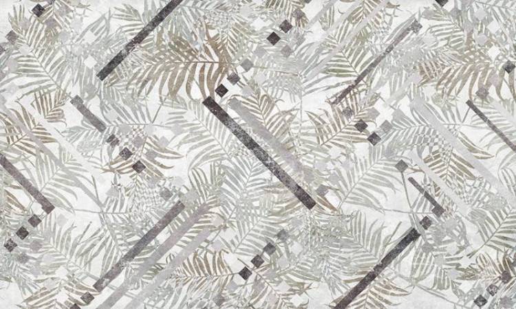 3D Фотообои Artegrafico «Зигзаги в листьях» MN-003 песок
