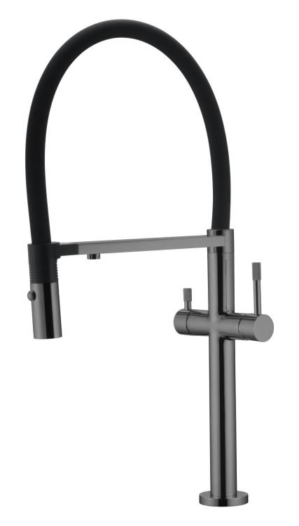 Смеситель для кухни Boheme Uno 115-SGM shine gun metal, c краном для питьевой воды