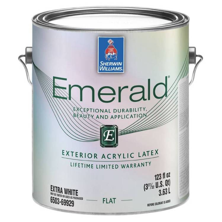 Краска износостойкая глубоко-матовая Sherwin Williams Emerald Flat белая 3.8 л