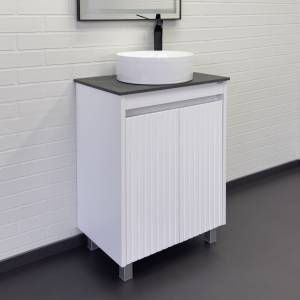 Тумба с раковиной Comforty Двина-60НД 00-00019598 белый матовый со столешницей мрамор калакатта блэк
