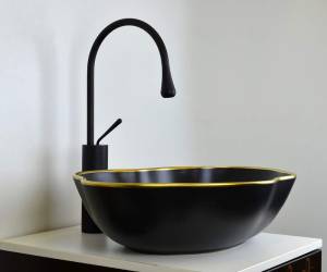 Раковина Bronze de Luxe 1395 со смесителем 9015В Черная СЕТ1