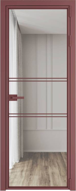 Межкомнатная дверь Profil Doors 2 AX цвет профиля Красный антрацит, стекло безопасное 6 мм прозрачное 700x2000