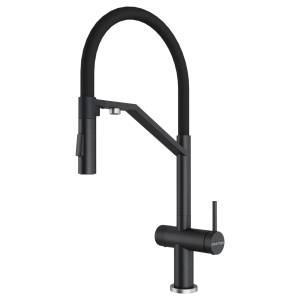 Смеситель для кухни Paulmark Zender Ze213155-BLM с гибким изливом, черный