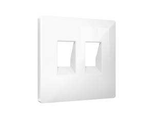 Лицевая панель для двойной компьютерной/телефонной розетки RJ-45/RJ-11 Ambrella Volt Alfa AP1121 белый глянец