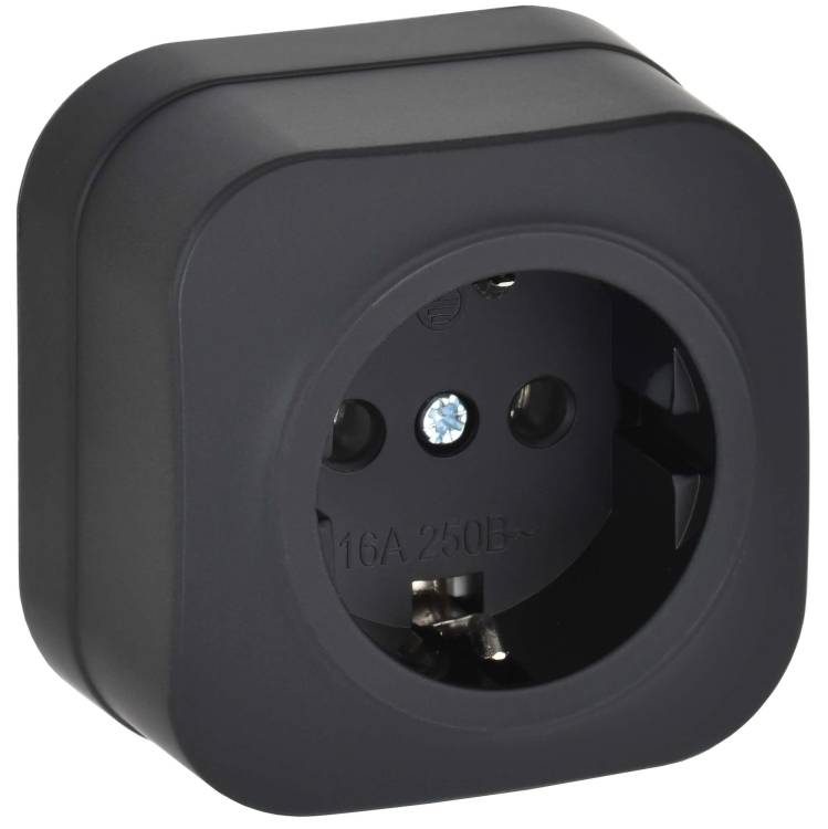 Розетка 1-местная с заземлением IEK Glory ERH11-K02M-16 черный матовый