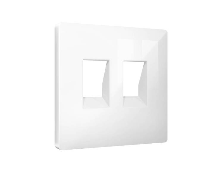 Лицевая панель для двойной компьютерной/телефонной розетки RJ-45/RJ-11 Ambrella Volt Alfa AP1121 белый глянец