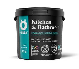 Краска интерьерная для кухонь и ванных Olsta Kitchen&Bathroom база C 178C Pollen Green 0.9л