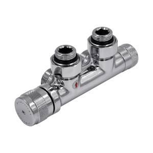 Узел нижнего подключения Primoclima Armature Lunar PCART888AC термостатический, угловой, левый 1/2"х3/4"Е, хром