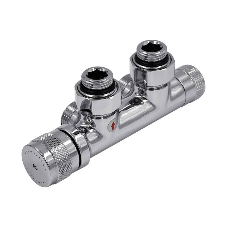 Узел нижнего подключения Primoclima Armature Lunar PCART888AC термостатический, угловой, левый 1/2"х3/4"Е, хром
