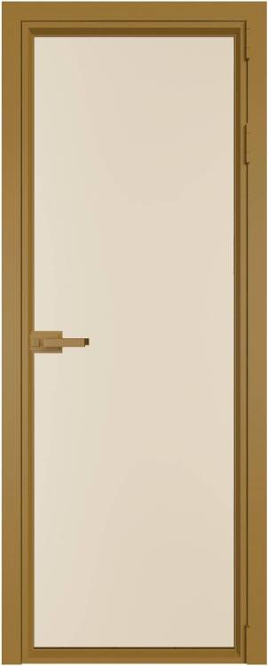 Межкомнатная дверь Profil Doors 1 AV цвет профиля Золото, стекло безопасное 6 мм монохром жемчуг 700x2000
