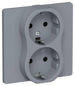 Розетка 2-местная с заземлением IEK Flite FI-R21C-16-K35 маренго