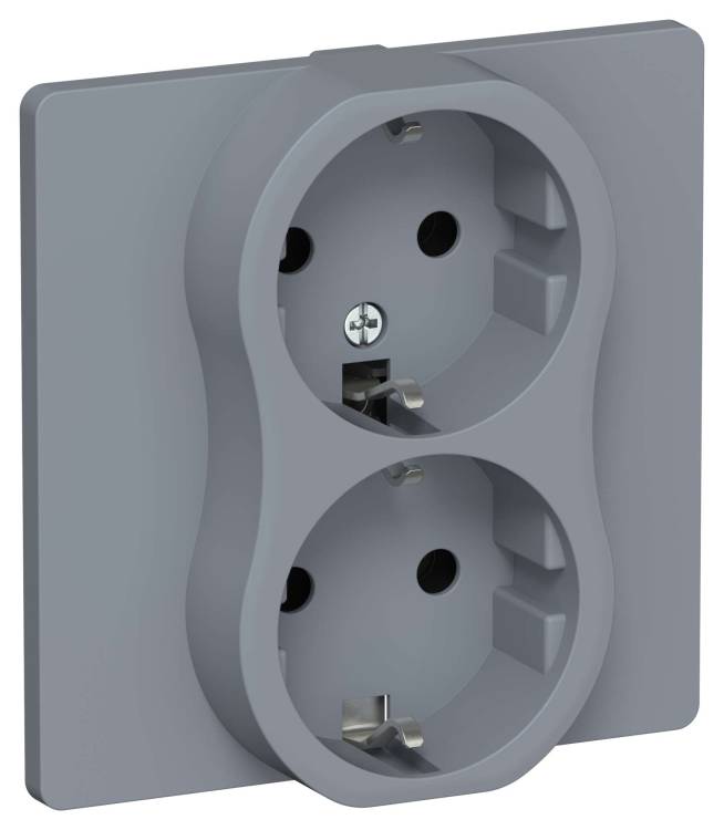 Розетка 2-местная с заземлением IEK Flite FI-R21C-16-K35 маренго