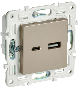 Розетка USB type A+C IEK Skandy SK-U22-D31-K37 шампань