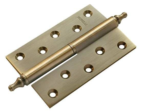 Петля карточная Morelli MB 120X80X3.5 AB L C античная бронза, с коронкой, левая, врезная