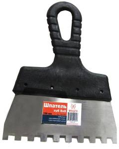 Шпатель зубчатый, 200 мм, зуб 8х8, нерж. сталь, пластмассовая ручка