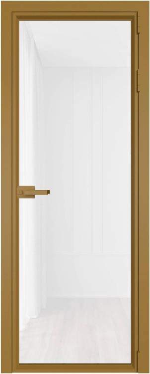 Межкомнатная дверь Profil Doors 1 AV цвет профиля Золото, стекло безопасное 6 мм белый триплекс 800x2000
