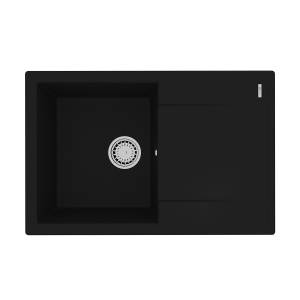 Кухонная мойка Lemark IMANDRA 760 9910025 врезная прямоугольная с крылом из кварцгранита антрацит