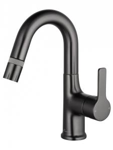 Смеситель для раковины Wonzon & Woghand WW-FE01L212-BGG с выдвижным изливом, темный графит