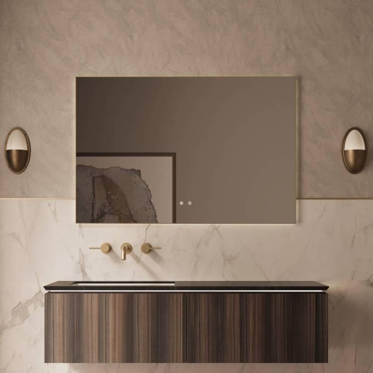 Тумба с раковиной Vincea Luxe 1400 2 выкатных ящика, натуральный орех, раковина левая, черный Versace