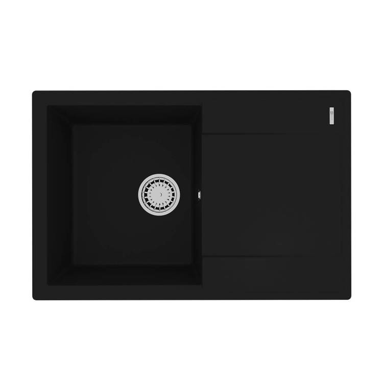 Кухонная мойка Lemark IMANDRA 760 9910025 врезная прямоугольная с крылом из кварцгранита антрацит