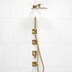 Душевой комплект Wasserkraft Neckar A2151.278.279.183.208.280.197.281 встраиваемый, с верхней душевой насадкой, лейкой, золото