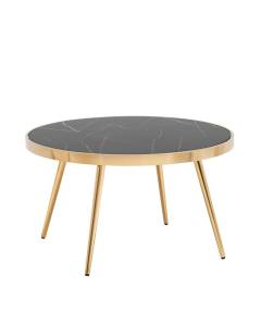 Стол журнальный Stool Group Гелиос ECT-134-TG DUAL стекло черный мрамор сталь золото 80x80x45