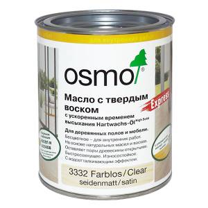 Масло с твердым воском с ускоренным временем высыхания Osmo Hartwachs-Öl Express 3340 белое прозрачное 0.75 л