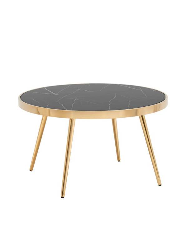 Стол журнальный Stool Group Гелиос ECT-134-TG DUAL стекло черный мрамор сталь золото 80x80x45