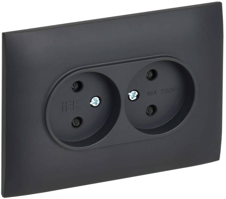 Розетка 2-местная с защитными шторками IEK Skandy SK-R23-10-K48-F титан