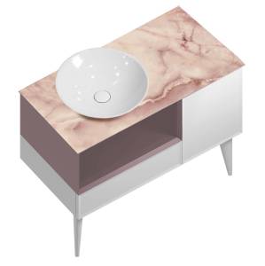 Тумба для комплекта Kerama Marazzi Cono 97 белый мат+мальва, с ящиками