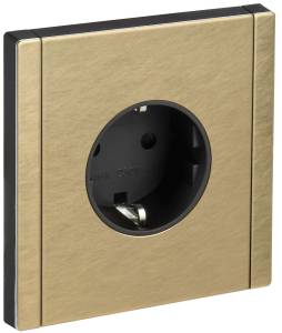Розетка 1-местная с заземлением и шторками IEK Forte&Piano FP-R14-16-M-K37 шампань