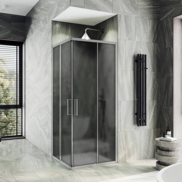 Душевой уголок MaybahGlass MGY-1331-5 профиль хром матовый, стекло графит матовый, 100x100x195