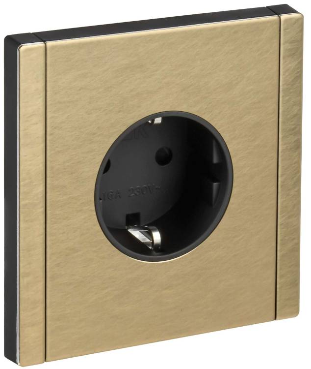 Розетка 1-местная с заземлением и шторками IEK Forte&Piano FP-R14-16-M-K37 шампань