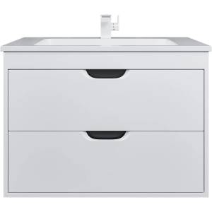 Тумба с раковиной Uperwood Modul 393020560 подвесная, матовая, белая, графит, 80 см